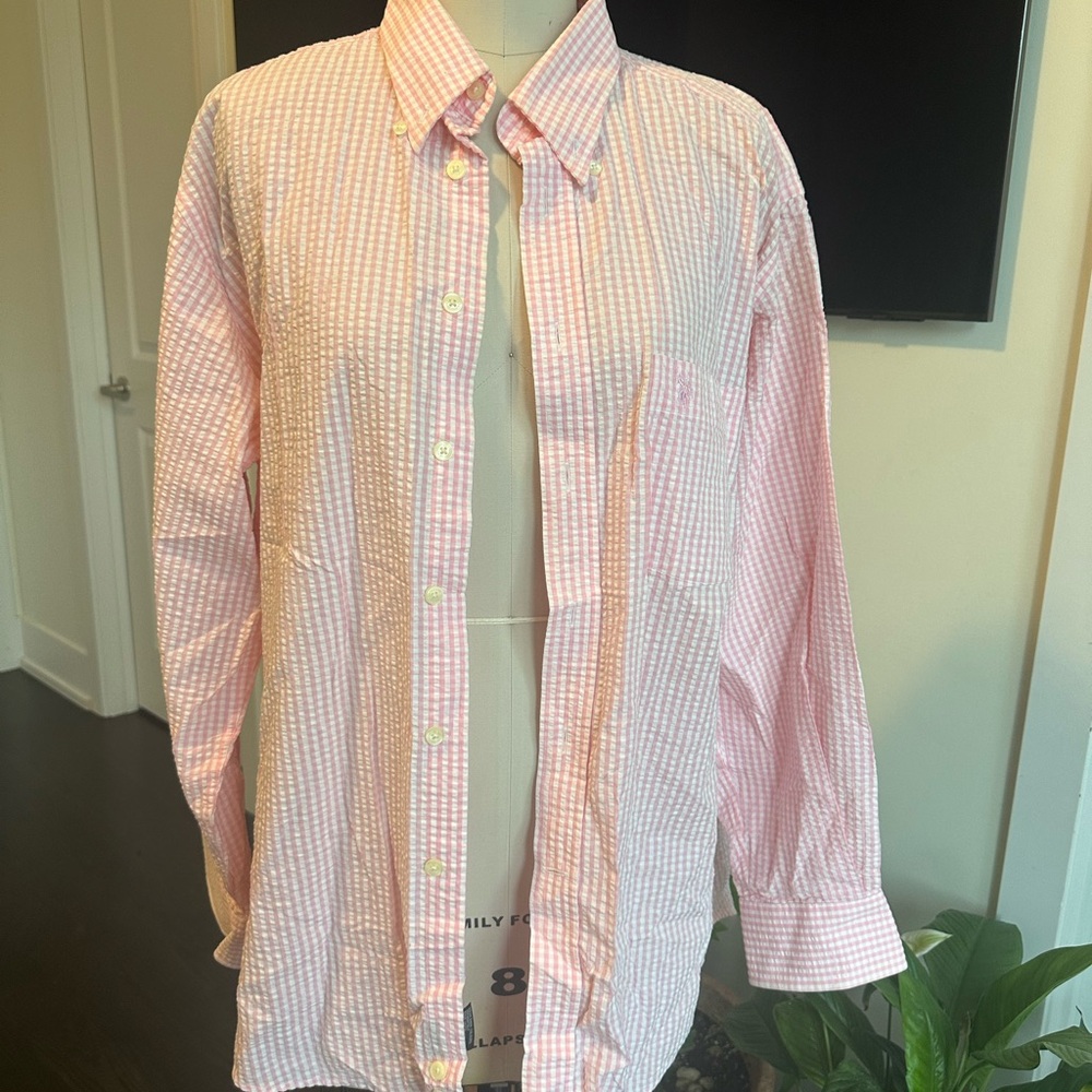 Pink Gingham Button-Up Shirt